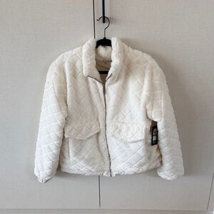 Andrew Marc White Quilted Bomber Jacket